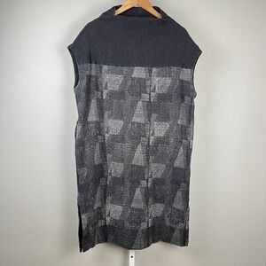 Moyuru Japan Black Gray Dress Womens Medium 100% Cotton Stretch‎ Lagenlook Artsy